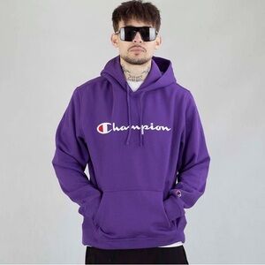 🆕 Champion PowerBlend Classic Hoodie, Loose Fit, Purple